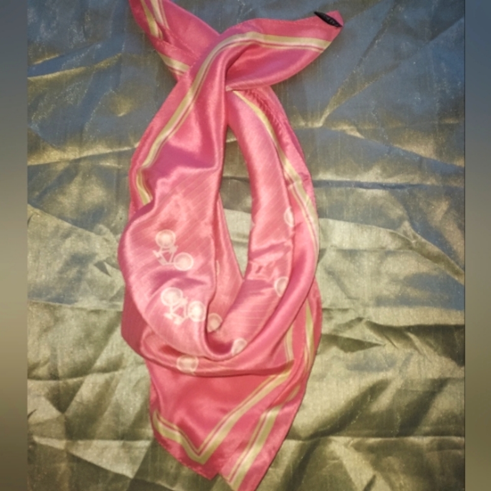⚜️ Talbots ⚜️ 100% Silk ⚜️ Vintage Scarf ⚜️ Pink Bikes ⚜️ 23" × 23" ⚜️